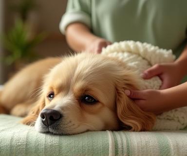 Dog enjoying relaxing spa treatment
